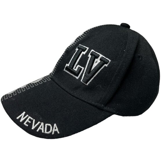 LAS Vegas LV Nevada Hat‎ Unisex Youth Black Hook & Loop Embroidered Cap - Picture 3 of 7